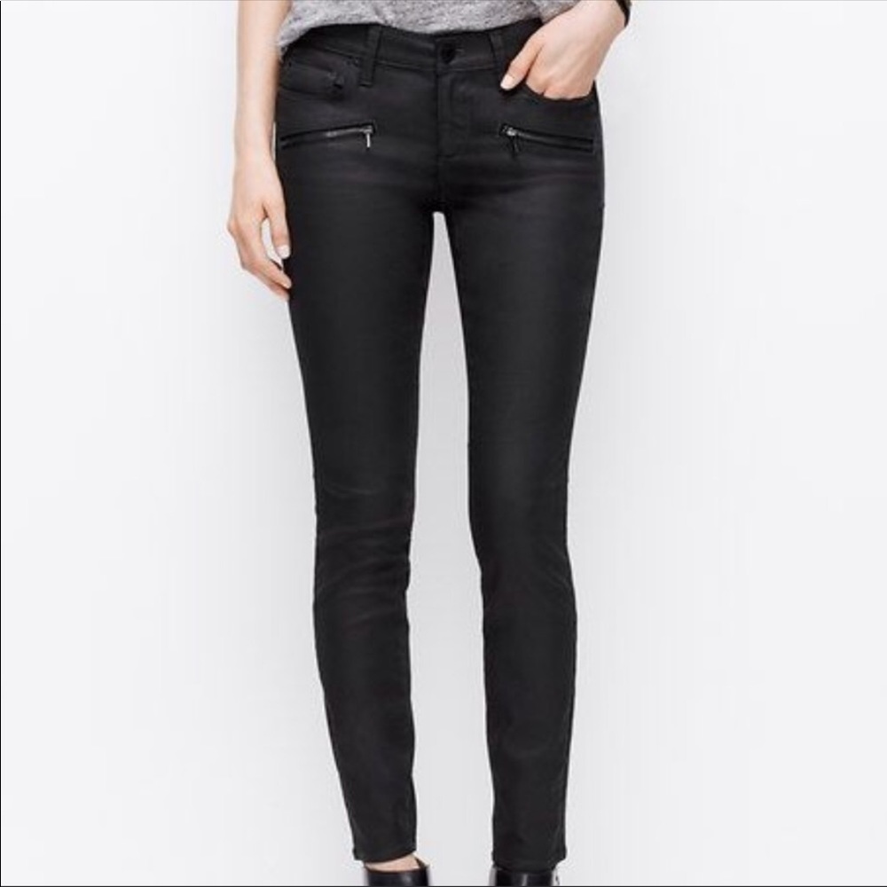 Loft curvy skinny coated black jeans